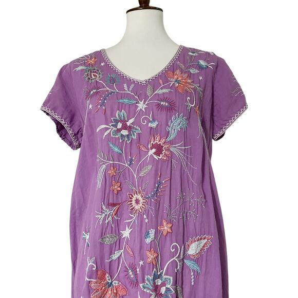 Johnny Was Workshop Women's Purple Embroidered Phoebe Drape Tunic Dress Medium - Picture 7 of 13